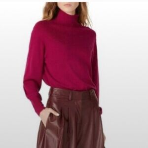 Louna Rib High Neck Sweater Jewel Toned Magenta Pink XS